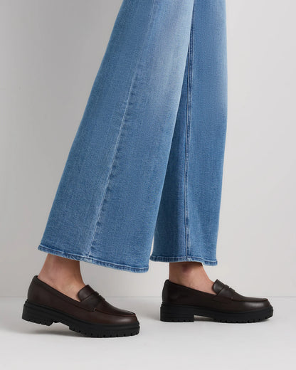 Italian Leather Lug Sole Loafer - 5 / Black