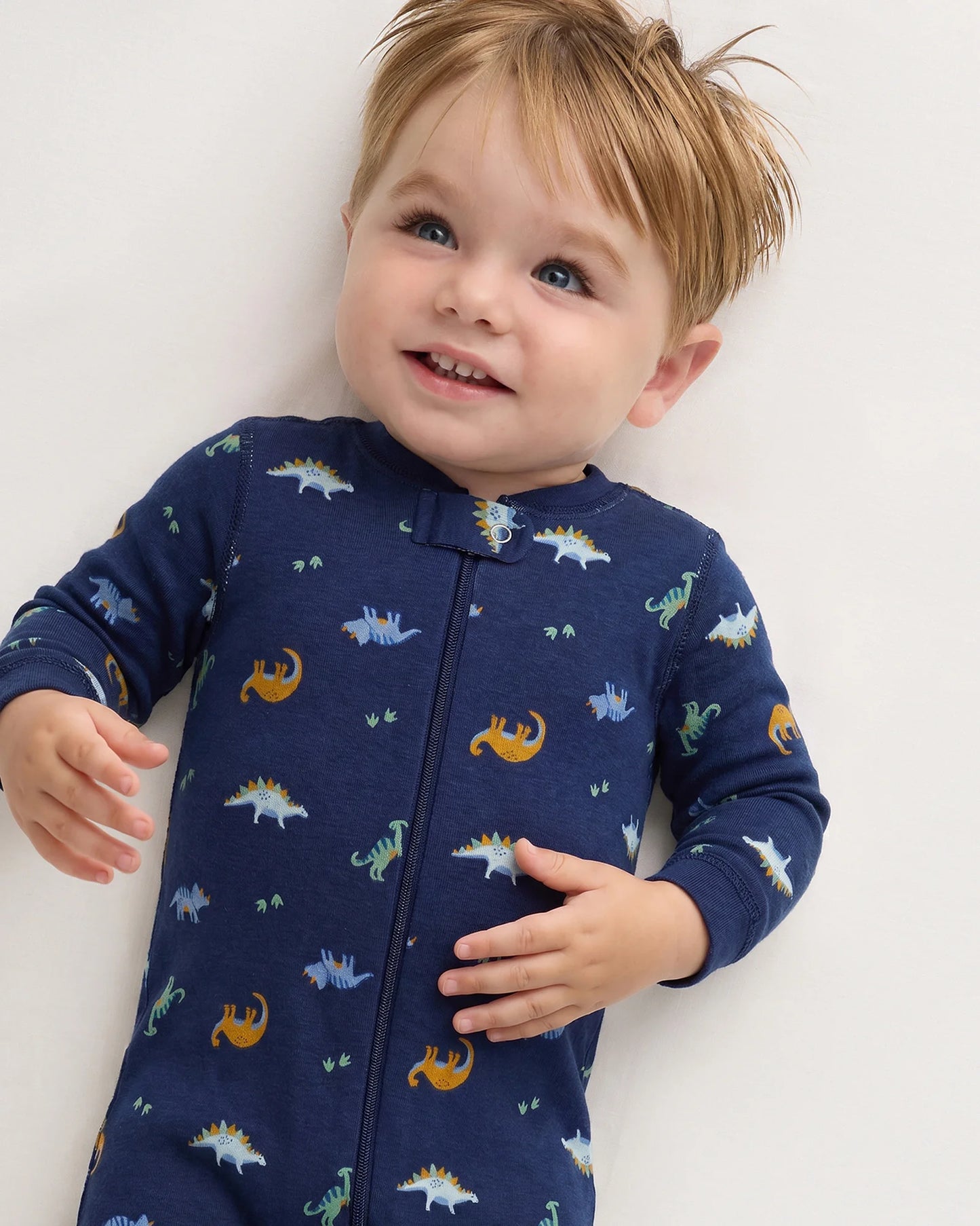 100% Organic Cotton One Piece Pajama - 0-3M / Navy Stripe