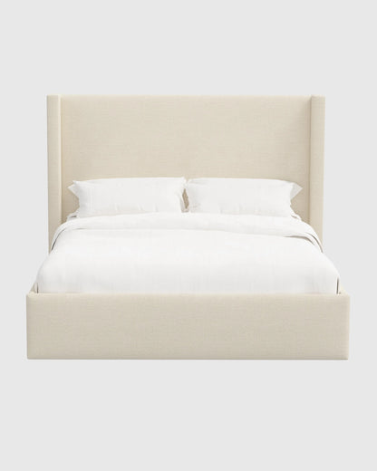 100% Linen Wingback Bed - Full / Canvas