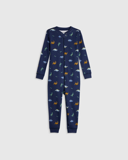 100% Organic Cotton One Piece Pajama - 2T / Navy Stripe