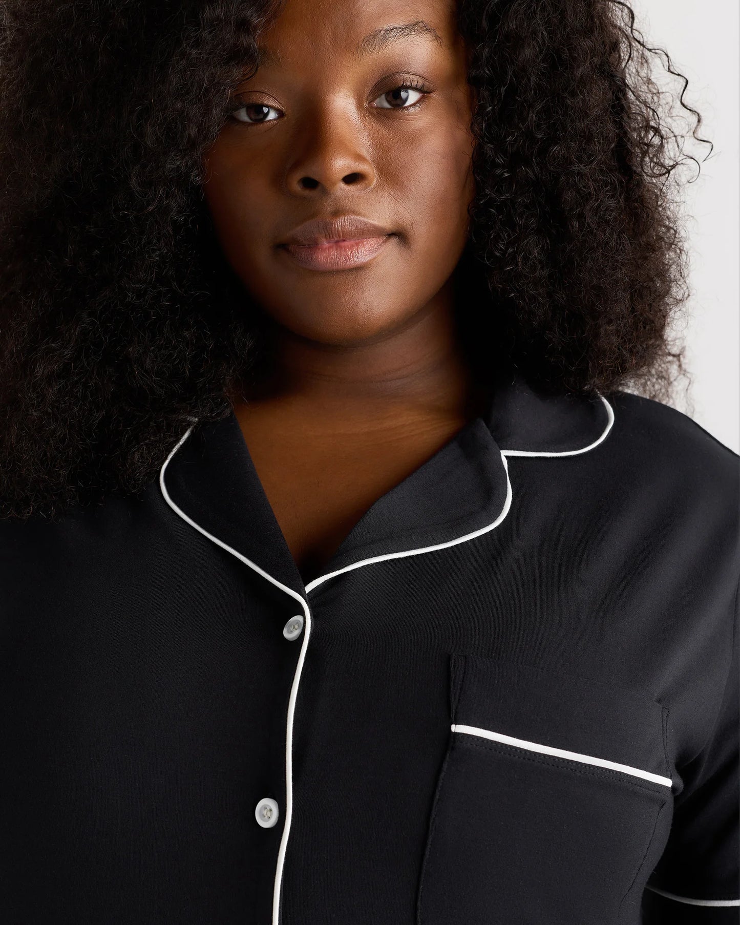 Bamboo Jersey Short Sleeve Pajama Set - 1X / Black