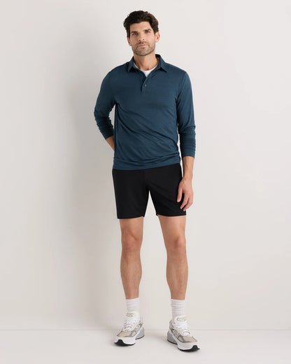 Flowknit Breeze Performance Long Sleeve Polo - XS / Heather Black