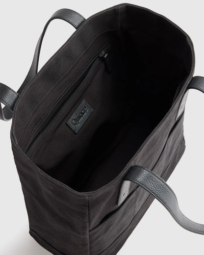 Waxed Canvas Utility Tote - One Size / Black