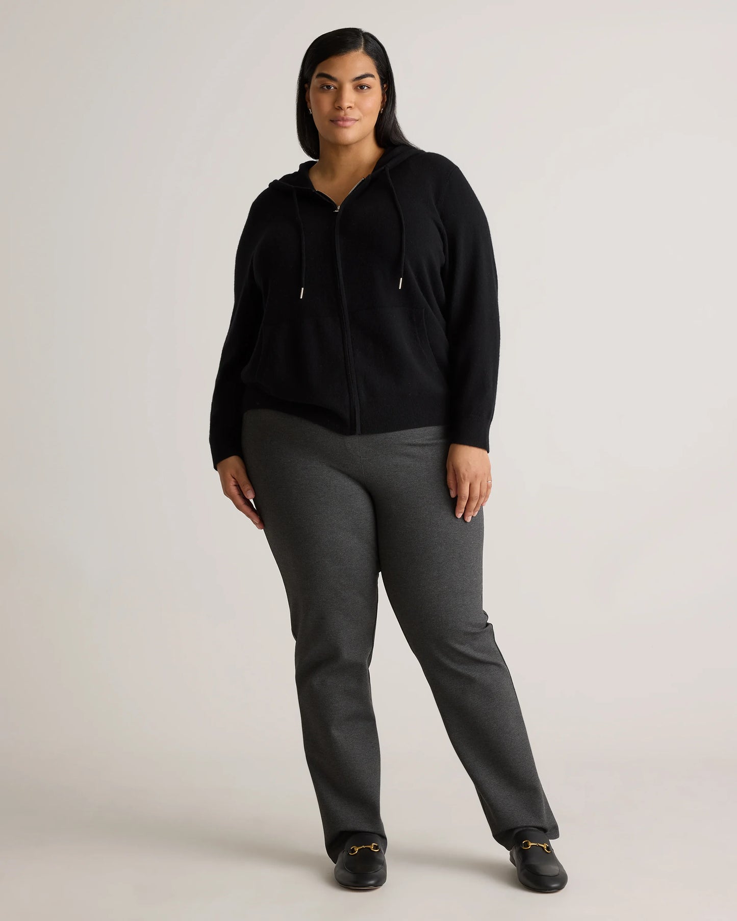 Mongolian Cashmere Full-Zip Hoodie - 1X / True Navy