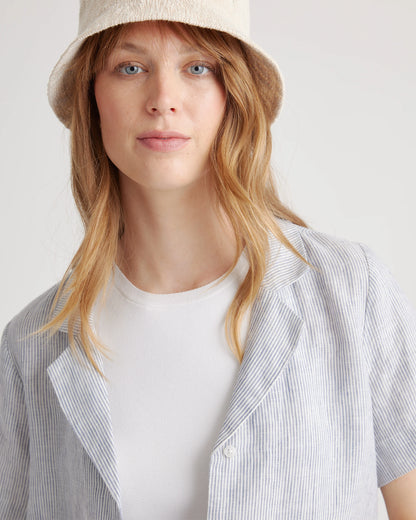 100% European Linen Short Sleeve Shirt - XS / Moonstone Blue