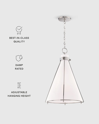 Iron and Opal Glass Conical Pendant Light - One Size / Brass