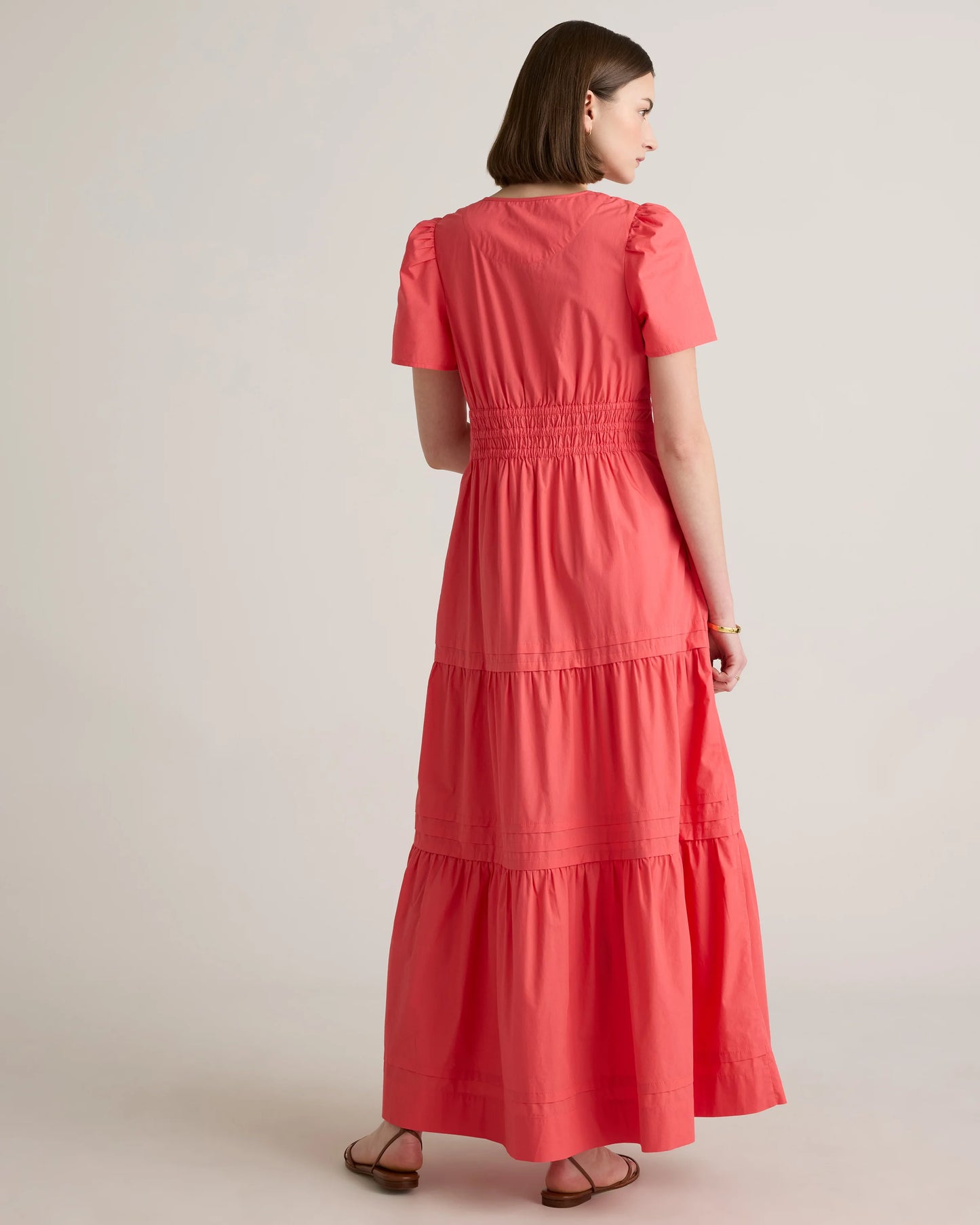 100% Organic Cotton Poplin Tiered Maxi Dress - XS / Riviera Blue Heirloom Floral