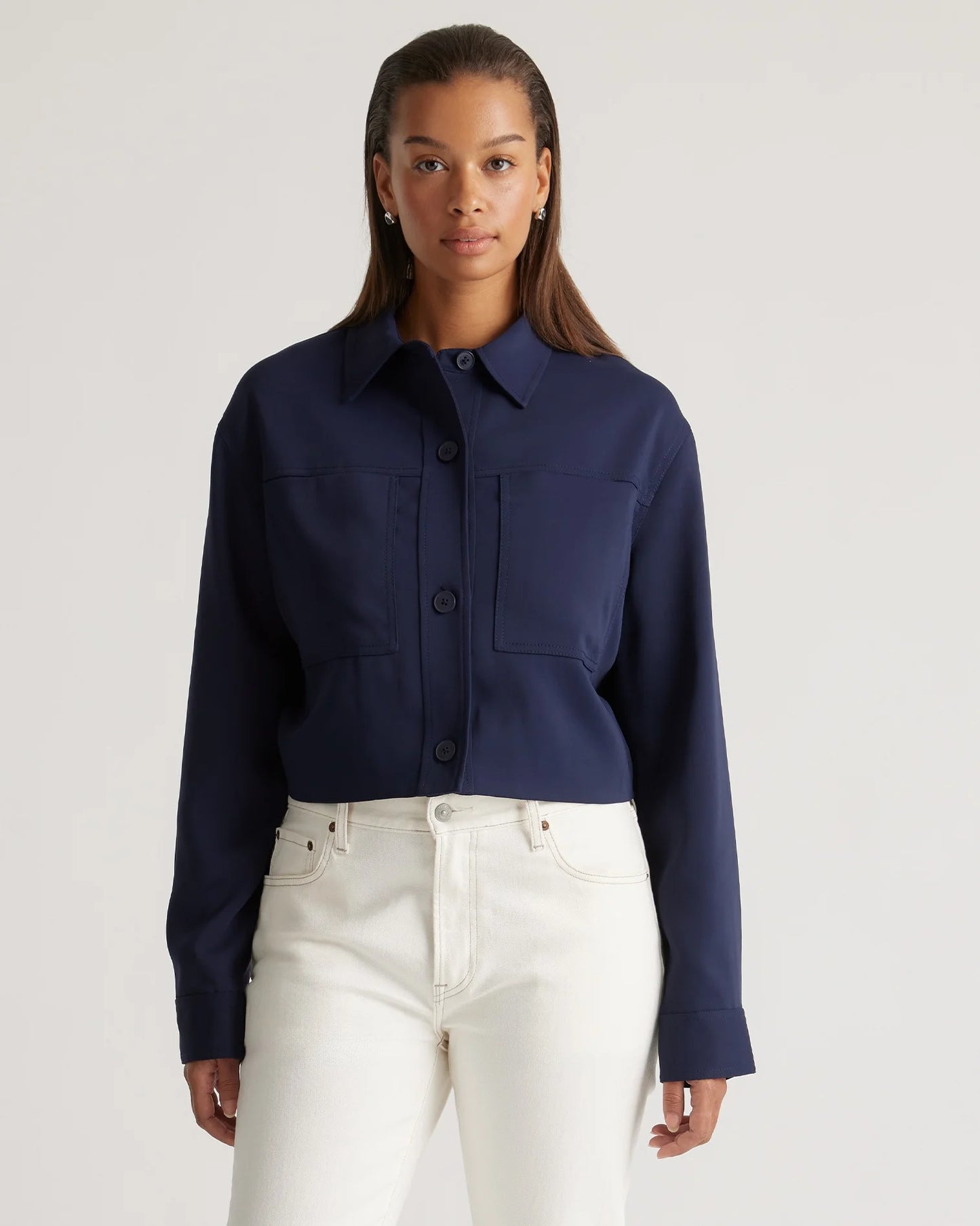 Stretch Crepe Cropped Jacket - XS / Morel