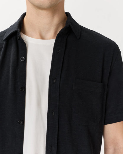 100% Organic Cotton Slub Short Sleeve Button Up Shirt - S / Heather Grey