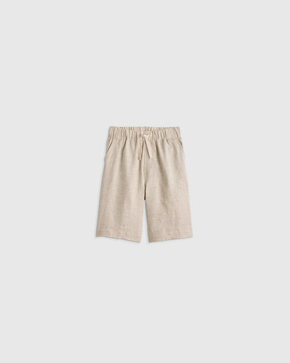 100% European Linen Pull-On Shorts - 2T / Blue Pinstripe