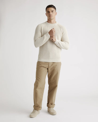 100% Organic Cotton Fisherman Crew Sweater - S / Speckled Beige
