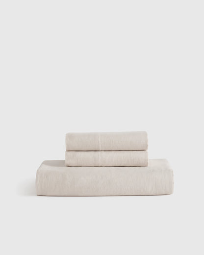 European Linen Fitted Sheet Set - Twin / Peach