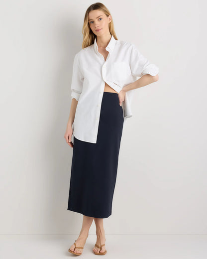 Ultra-Stretch Ponte Maxi Pencil Skirt - XS / Navy