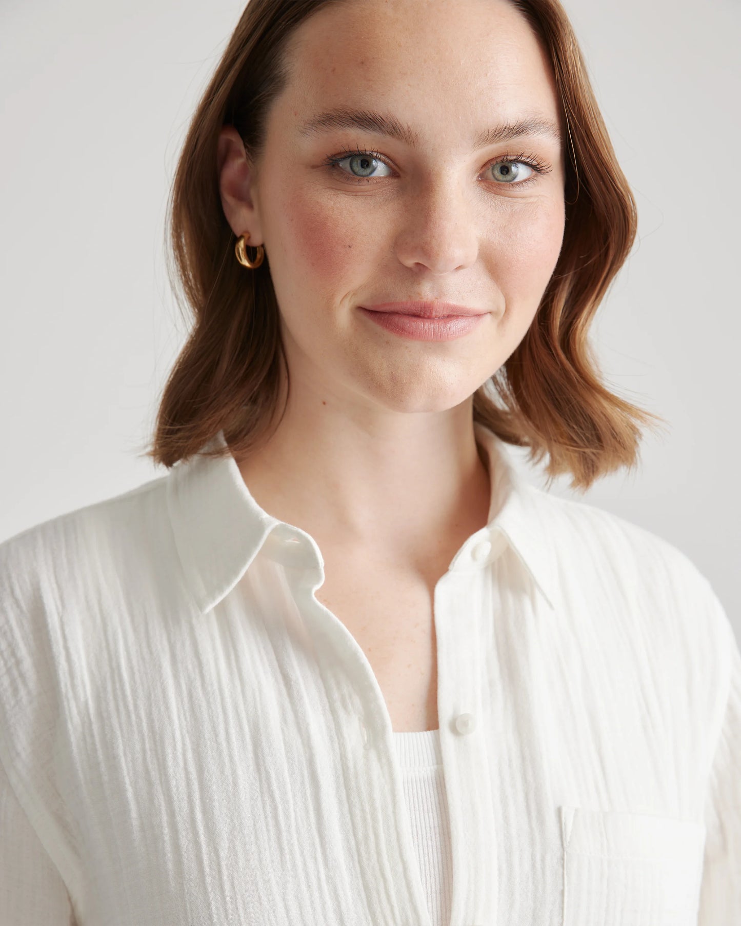 100% Organic Cotton Gauze Long Sleeve Shirt - XS / Khaki Gingham
