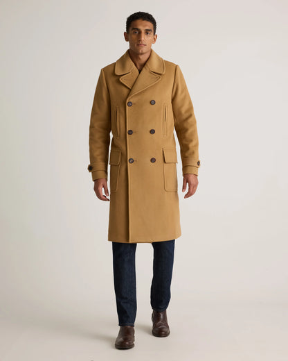 Italian Wool Double-Breasted Officer Topcoat - S / Heather Charcoal