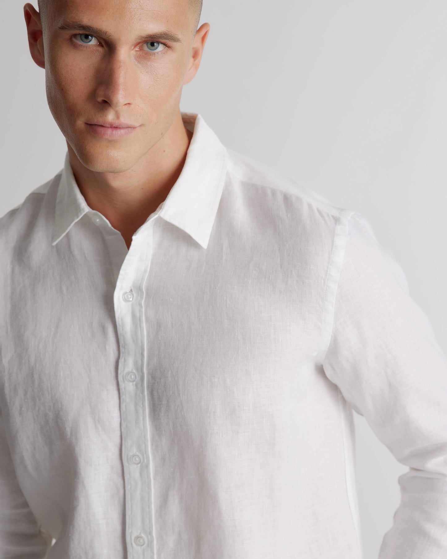 100% European Linen Relaxed Long Sleeve Shirt - XS / Flax