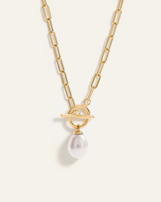 Freshwater Cultured Pearl Toggle Necklace - One Size / Gold Vermeil