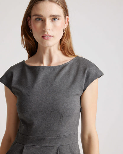 Ultra-Stretch Ponte Cap Sleeve Dress - XS / Ruby Red