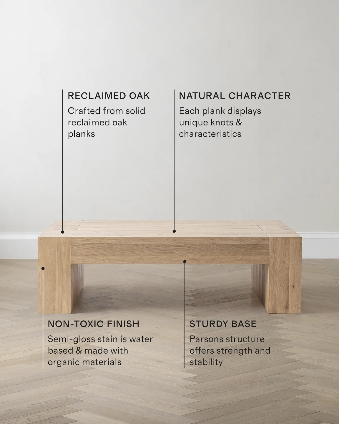 Reclaimed Oak Waterfall Coffee Table - 60" / Weathered Oak