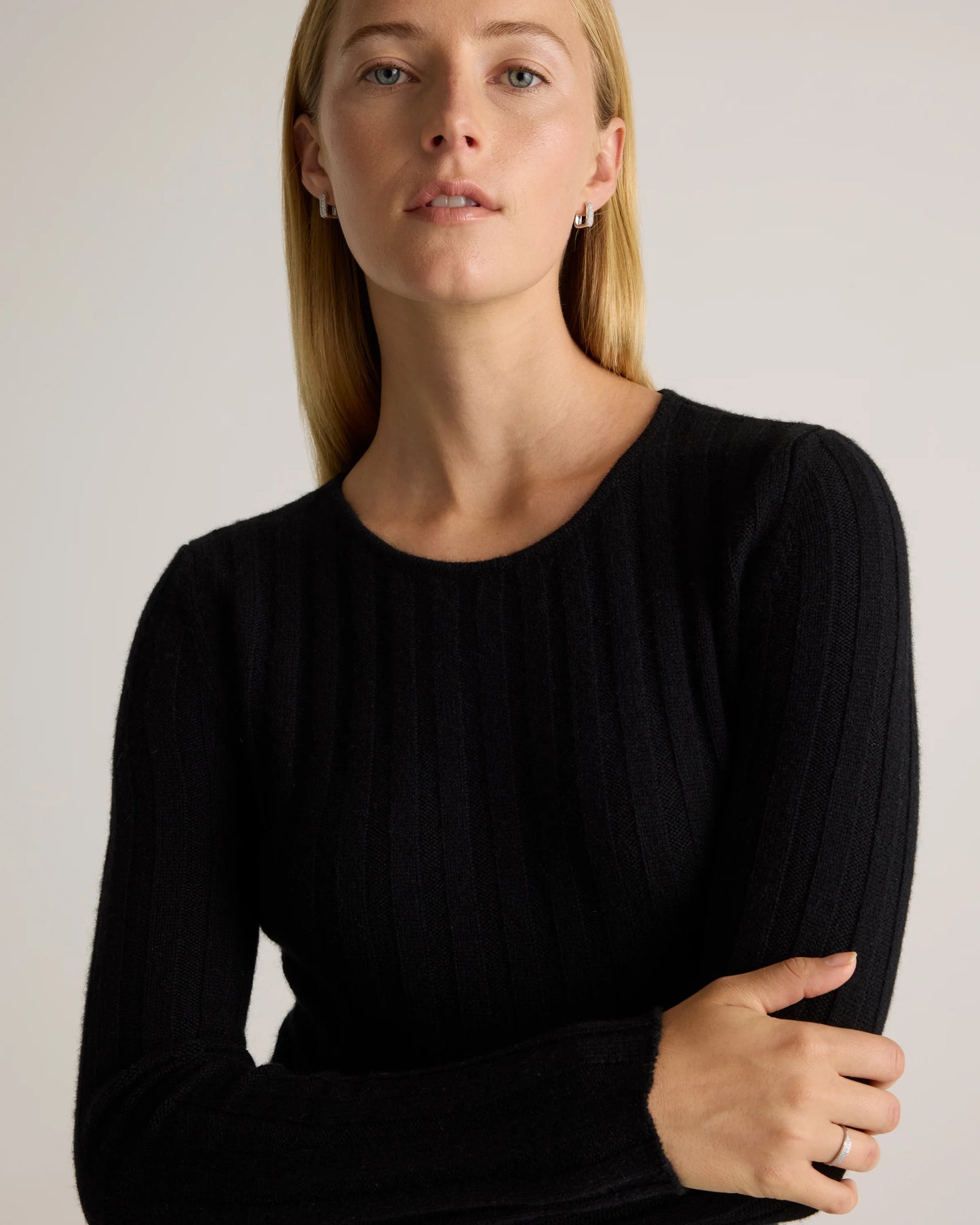 Mongolian Cashmere Wide-Rib Midi Dress - XS / Black