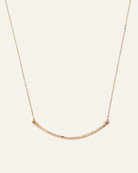14K Gold Hammered Curve Necklace - One Size / Yellow Gold