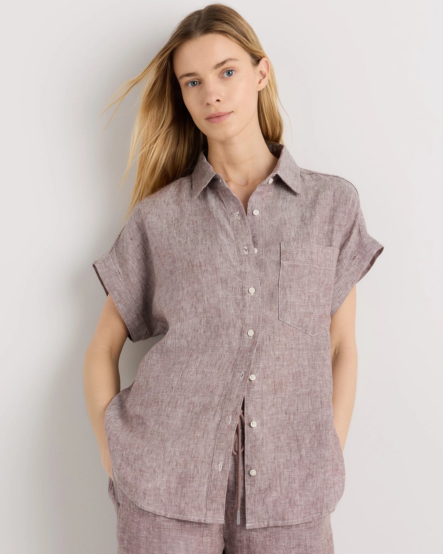 100% European Linen Camp Shirt - XS / Sky Blue Mariner Stripe
