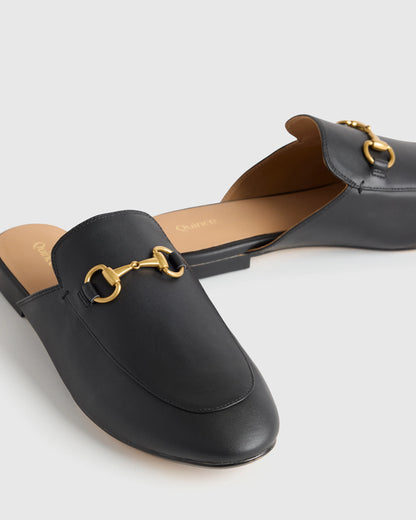 Italian Leather Horsebit Loafer Mule - 5 / Garnet