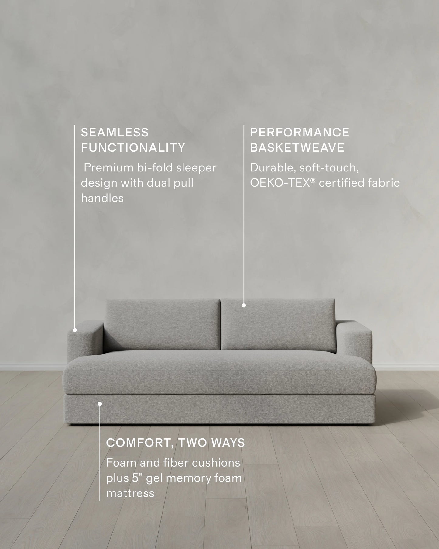 Sierra Curved Arm Sleeper Sofa in Performance Basketweave - One Size / Flax