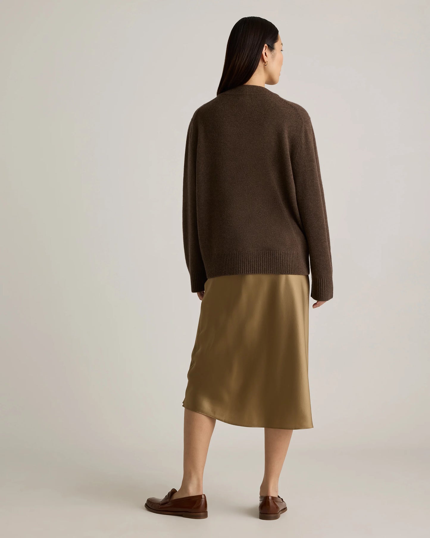Mongolian Cashmere Oversized Crewneck Sweater - XS / Brown