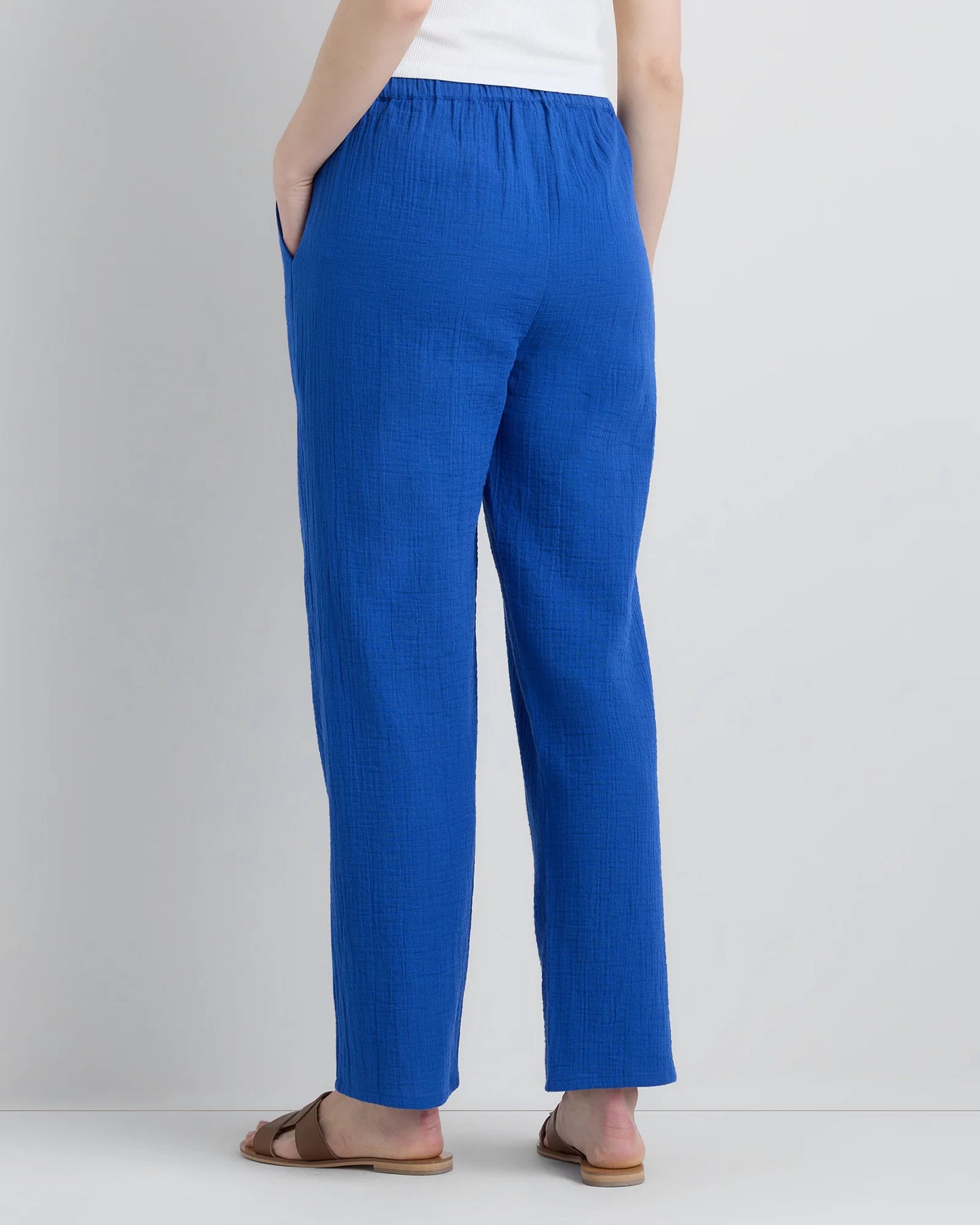 100% Organic Cotton Gauze Straight Leg Pants - XS / Spiced Orange