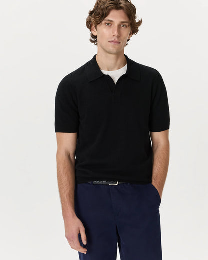 100% Mongolian Cashmere Johnny Collar Polo Sweater - S / Oatmeal