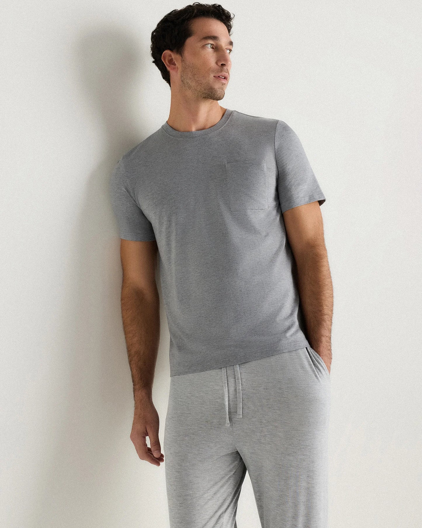 Bamboo Jersey Relaxed Lounge Tee - S / Heather Grey