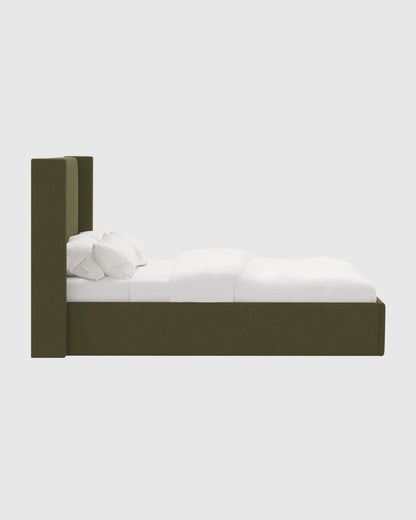100% Linen Wingback Bed - Full / Canvas
