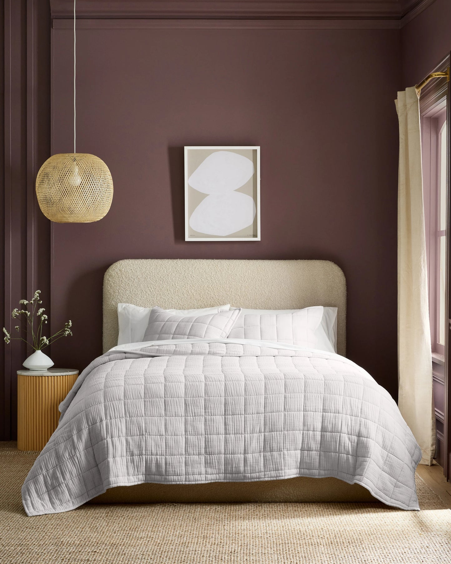 Organic Cotton Gauze Box Quilt Set - Twin / Mineral