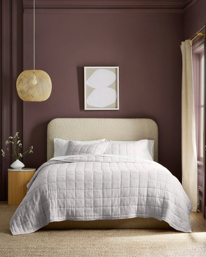 Organic Cotton Gauze Box Quilt Set - Twin / Mineral