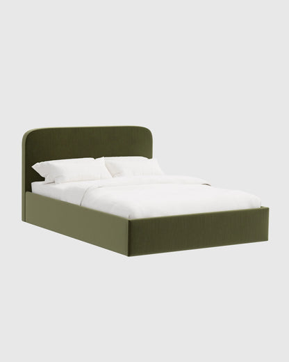 Curved Bed in Performance Velvet - Full / Walnut