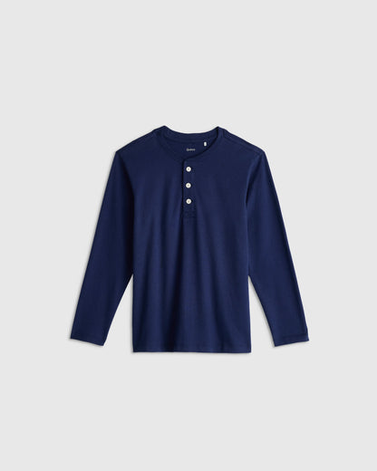 100% Organic Cotton Long Sleeve Henley Tee - 2T / Oatmeal Stripe