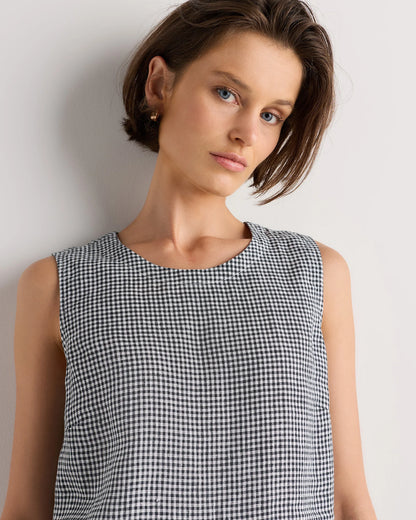100% European Linen Tank - XS / Black