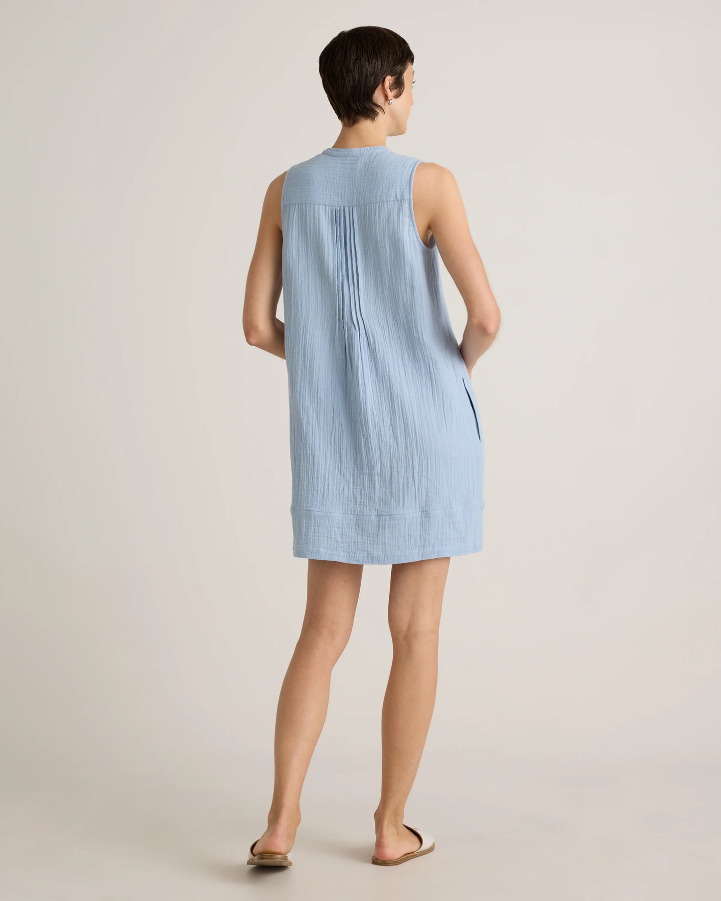 100% Organic Cotton Gauze Sleeveless Swing Dress - XS / Amaranth Pink