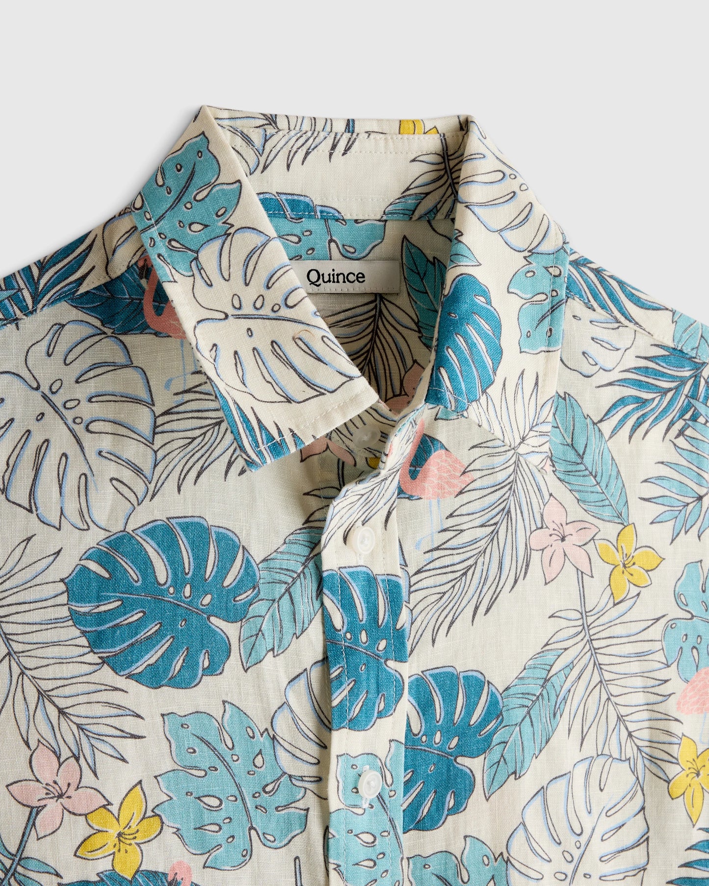100% European Linen Printed Short Sleeve Shirt - 2T / Multi Palm