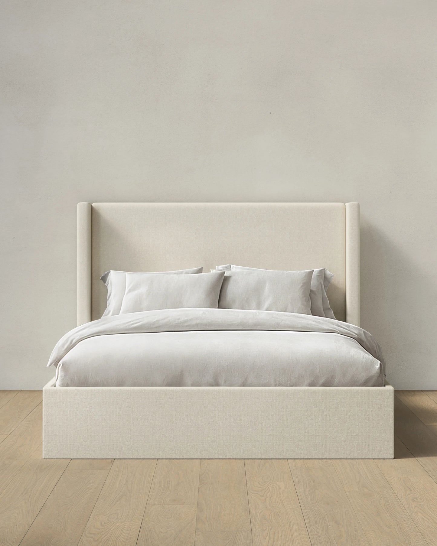 100% Linen Wingback Bed - Full / Canvas