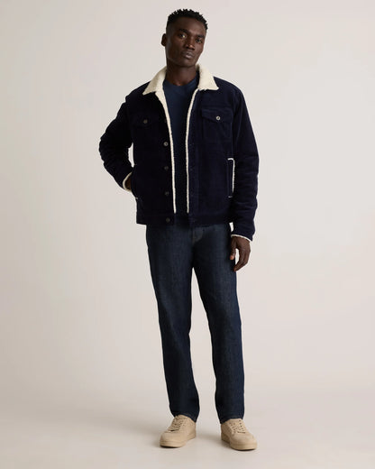 Organic Stretch Corduroy Sherpa-Lined Trucker Jacket - S / Espresso