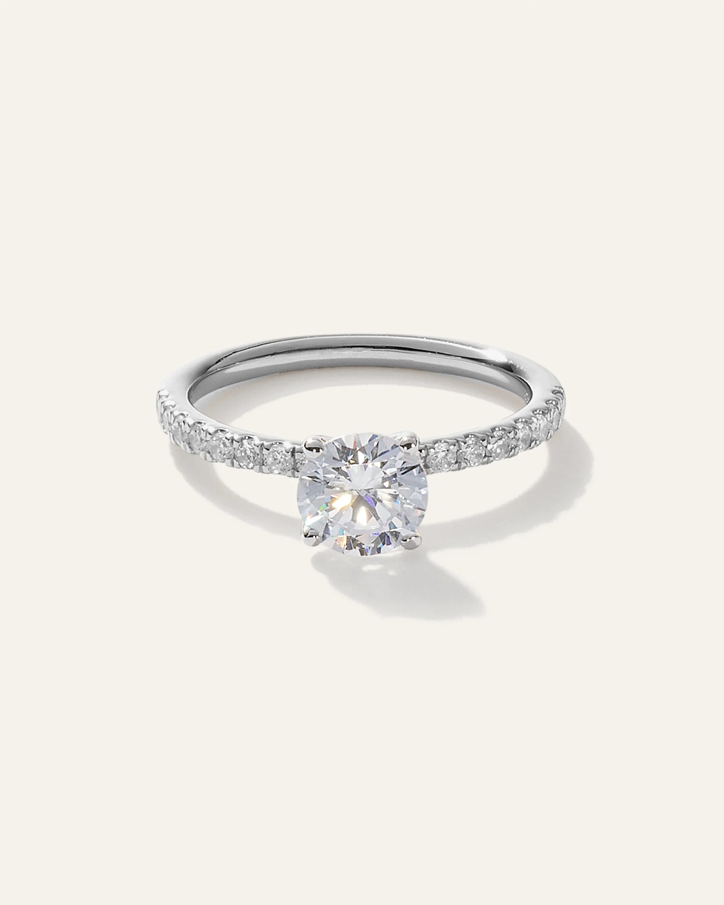 Lab Grown Diamond Round Petite Pave Engagement Ring - 1ct - 4 / Yellow Gold
