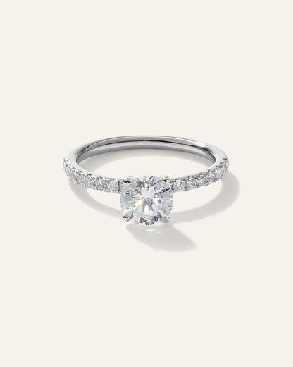 Lab Grown Diamond Round Petite Pave Engagement Ring - 1ct - 4 / Yellow Gold