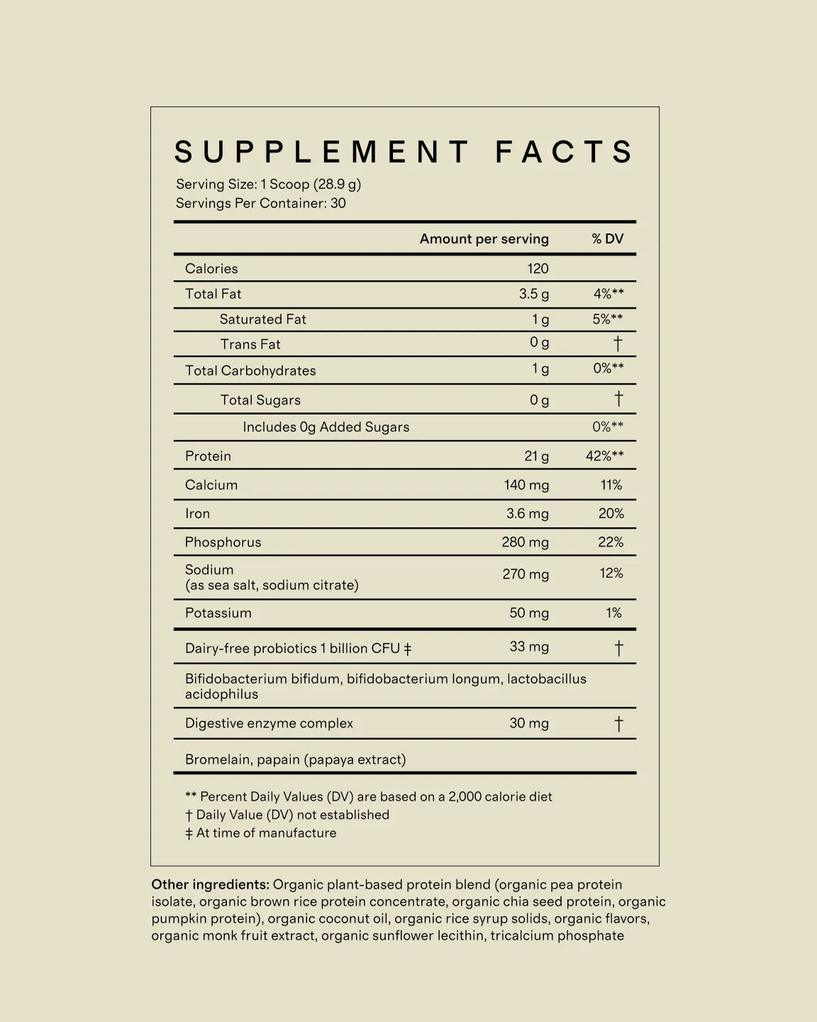 Certified Organic Plant Protein - One Size / Vanilla Bean