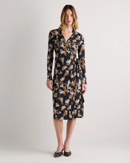 100% Silk Jersey Midi Wrap Dress - XS / Crimson Prism