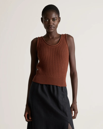 100% Organic Cotton Waffle Cropped Sweater Tank - XS / Heather Dove Grey