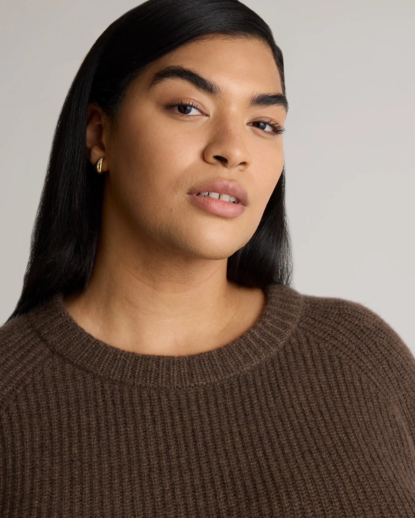 Mongolian Cashmere Fisherman Crewneck Sweater - 1X / Pale Custard Yellow