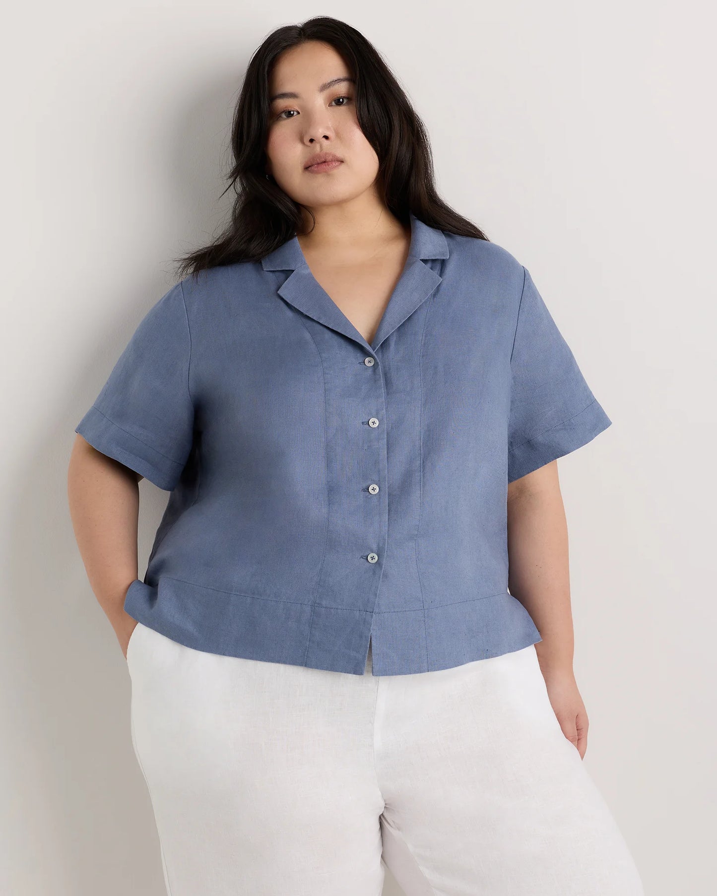 100% European Linen Short Sleeve Shirt - 1X / Flax