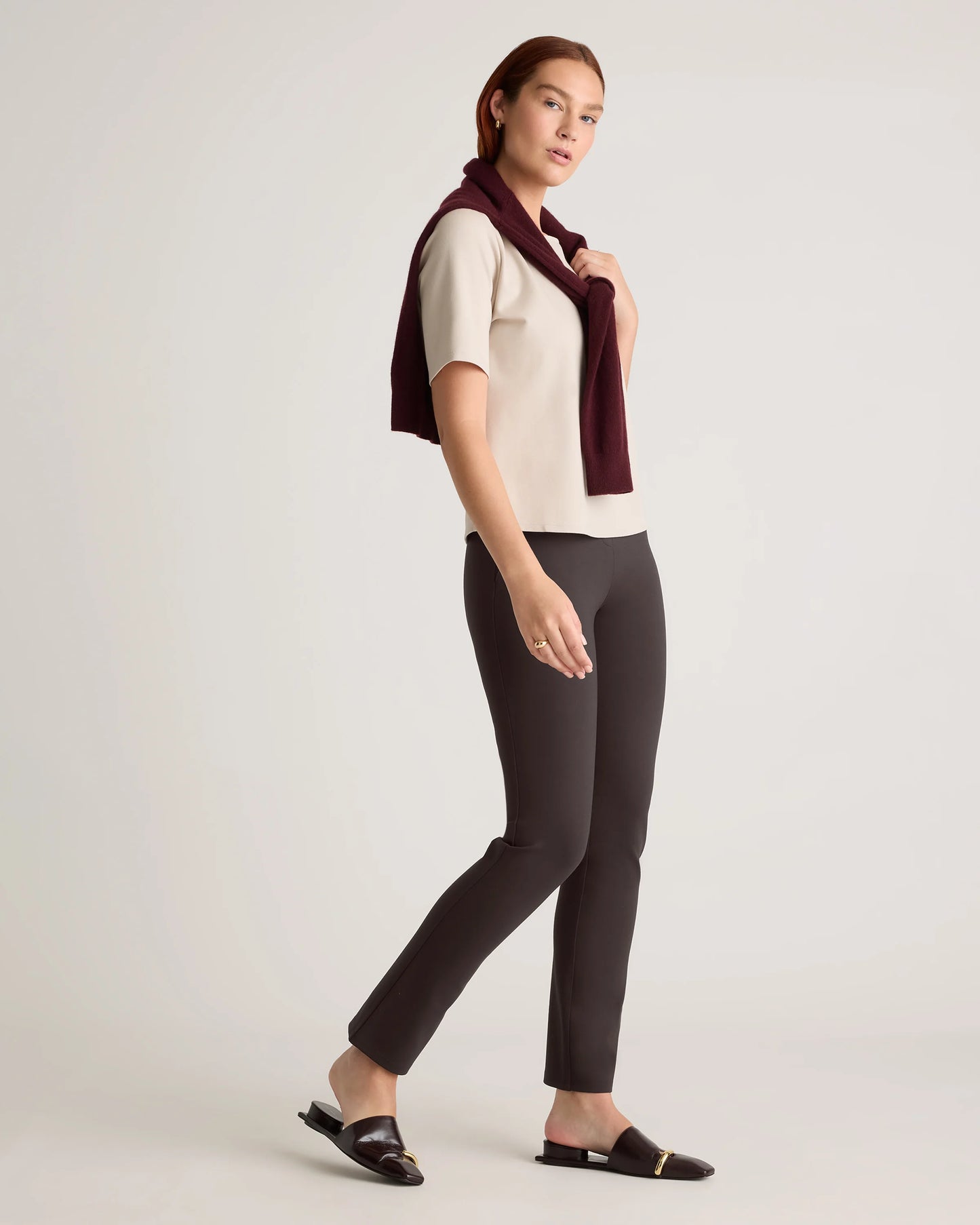 Ultra-Stretch Ponte Straight Leg Pants - XS / Morel Grey
